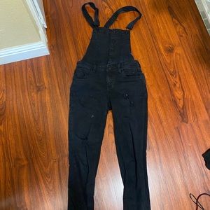 Black denim overalls jeans